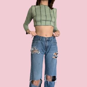 green long sleeve crop